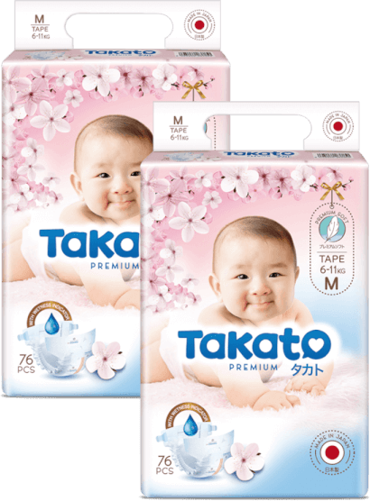 Combo 2 Tã dán Nhật Bản Takato siêu mềm mại (M, 76 miếng)