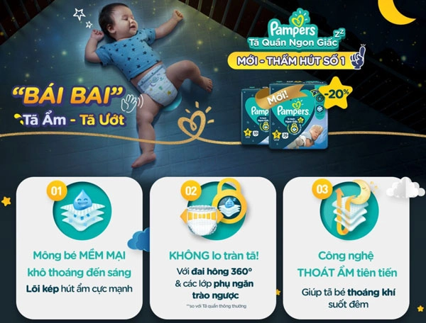Pampers Overnight - tã quần ngon giấc