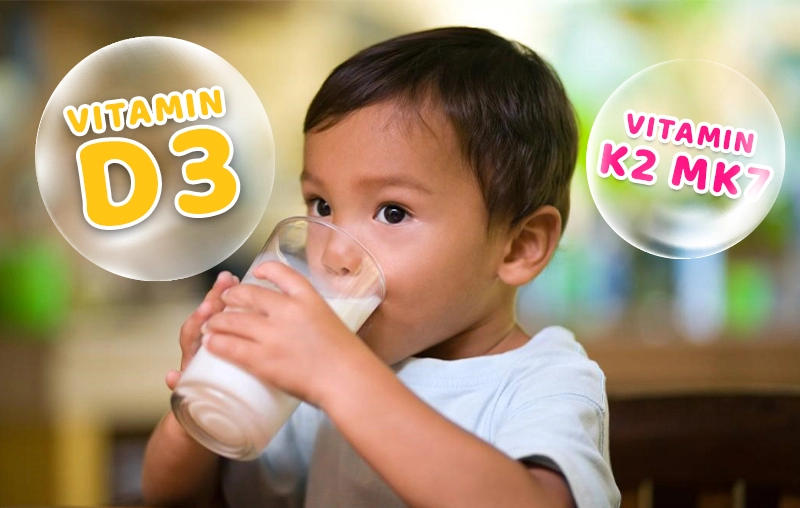 Vì sao nên chọn sữa chứa Vitamin D3 K2 MK7 cho bé thấp còi?