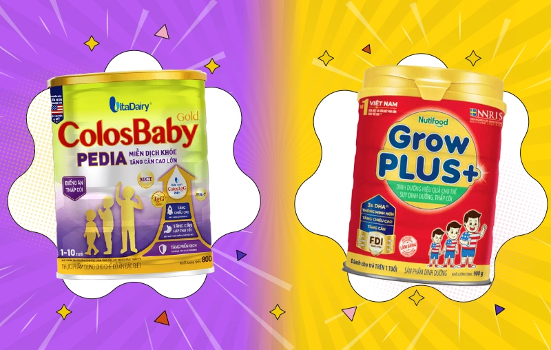 So sánh ColosBaby Gold Pedia và GrowPLUS+ đỏ, nên chọn loại nào cho trẻ biếng ăn chậm tăng cân trên 1 tuổi?