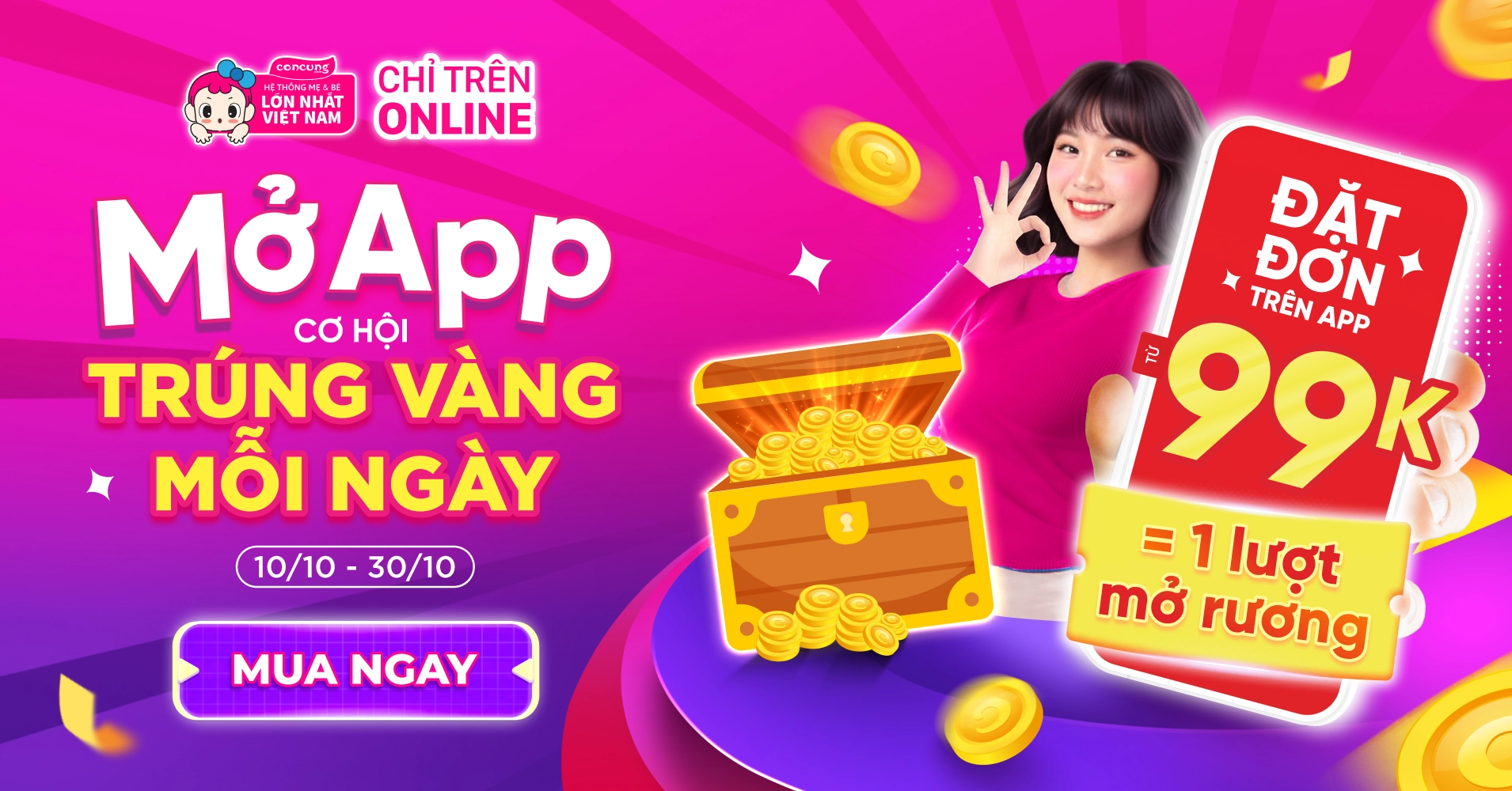 MỞ APP CƠ HỘI TRÚNG VÀNG MỖI NGÀY