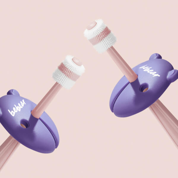 Bàn chải 360 độ kháng khuẩn Bebear 12M+ (Hồng, BHK133)
