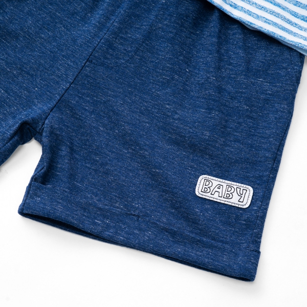 Bộ bé trai ngắn Bst Gấu mụp Animo VĐ1122091 (6-9M,Xanh )