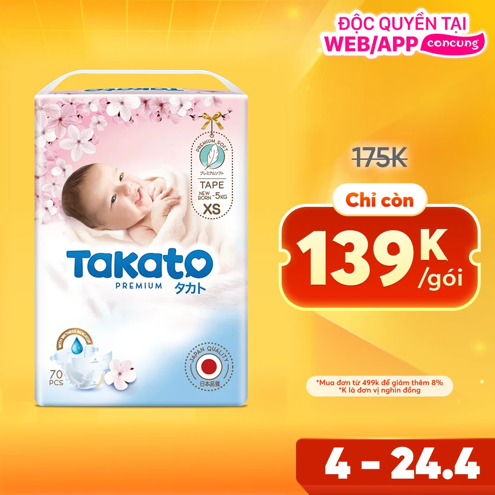 Tã dán Takato siêu mềm mại (NB, 70 miếng)
