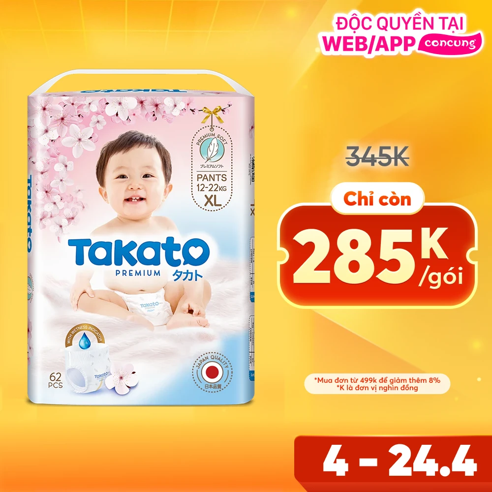 Tã quần Takato siêu mềm mại (XL, 62 miếng)
