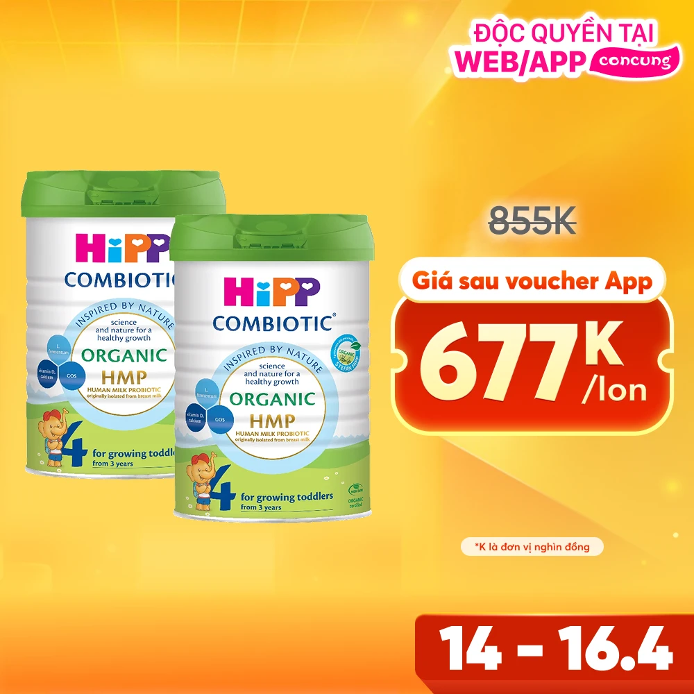Combo 2 Sữa HiPP Organic Combiotic số 4 800g (từ 3 tuổi)