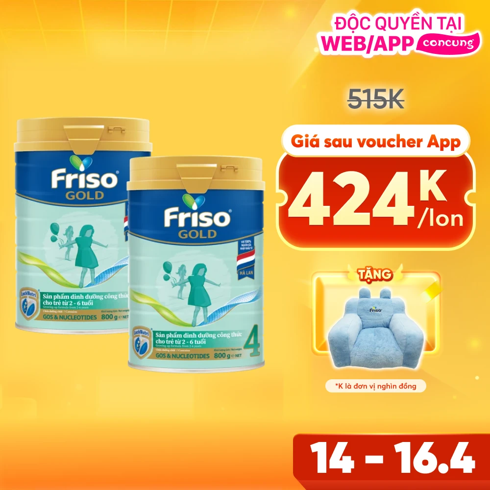 Combo 2 lon Friso Gold 4, 2 - 6 tuổi (800gr)