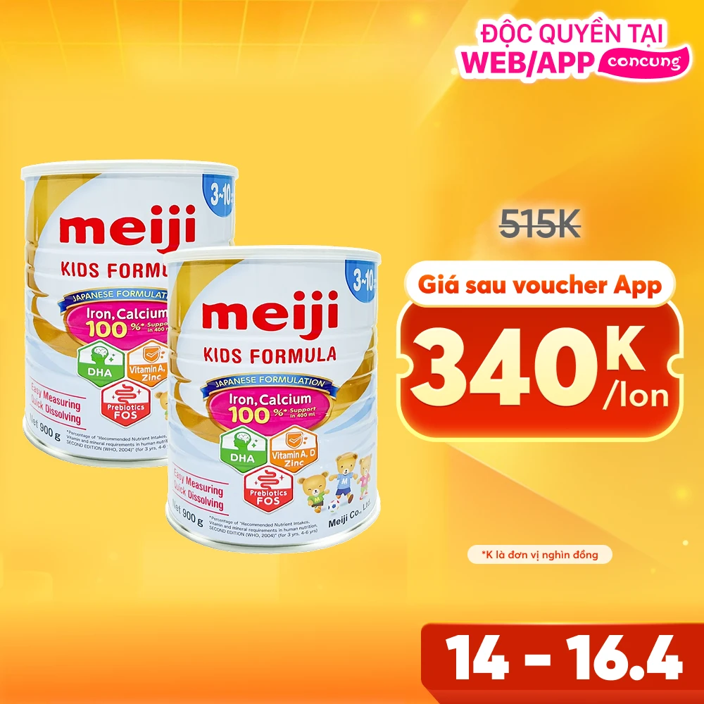 Combo 2 Thực phẩm bổ sung Meiji Kids Formula 900g (3-10 tuổi)