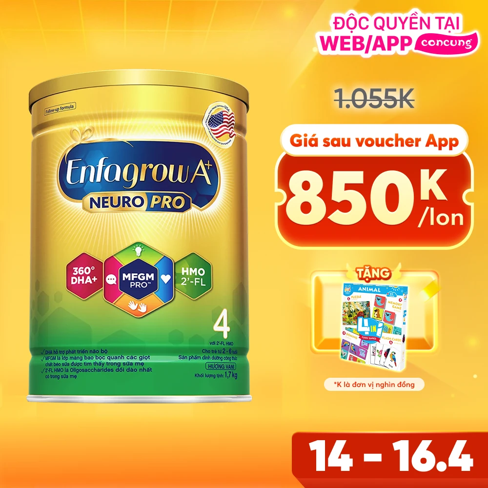 Sữa Enfagrow A+ số 4 1700g (2-6 tuổi) 2Flex