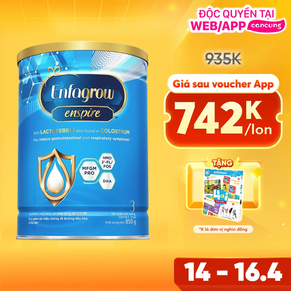 Sữa Enfagrow Enspire 3 850g (2-6 tuổi)