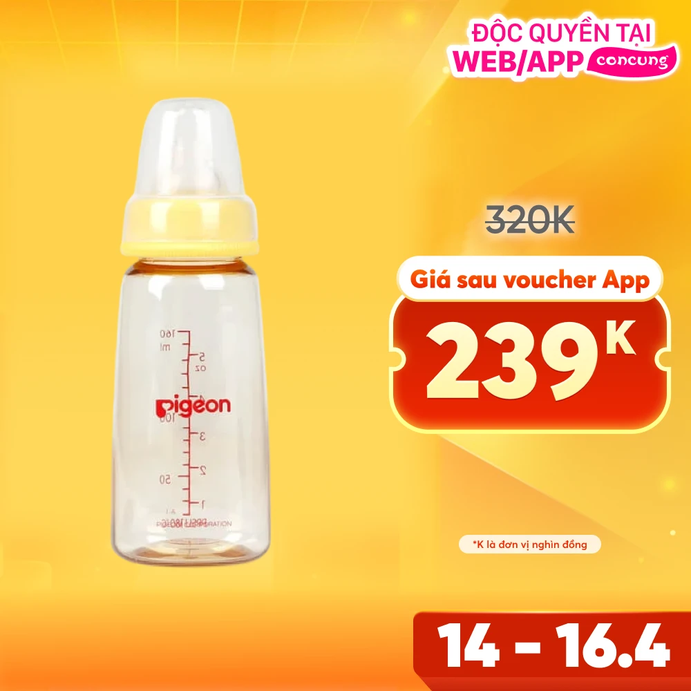 Bình sữa Pigeon nhựa PPSU cổ hẹp 160ml