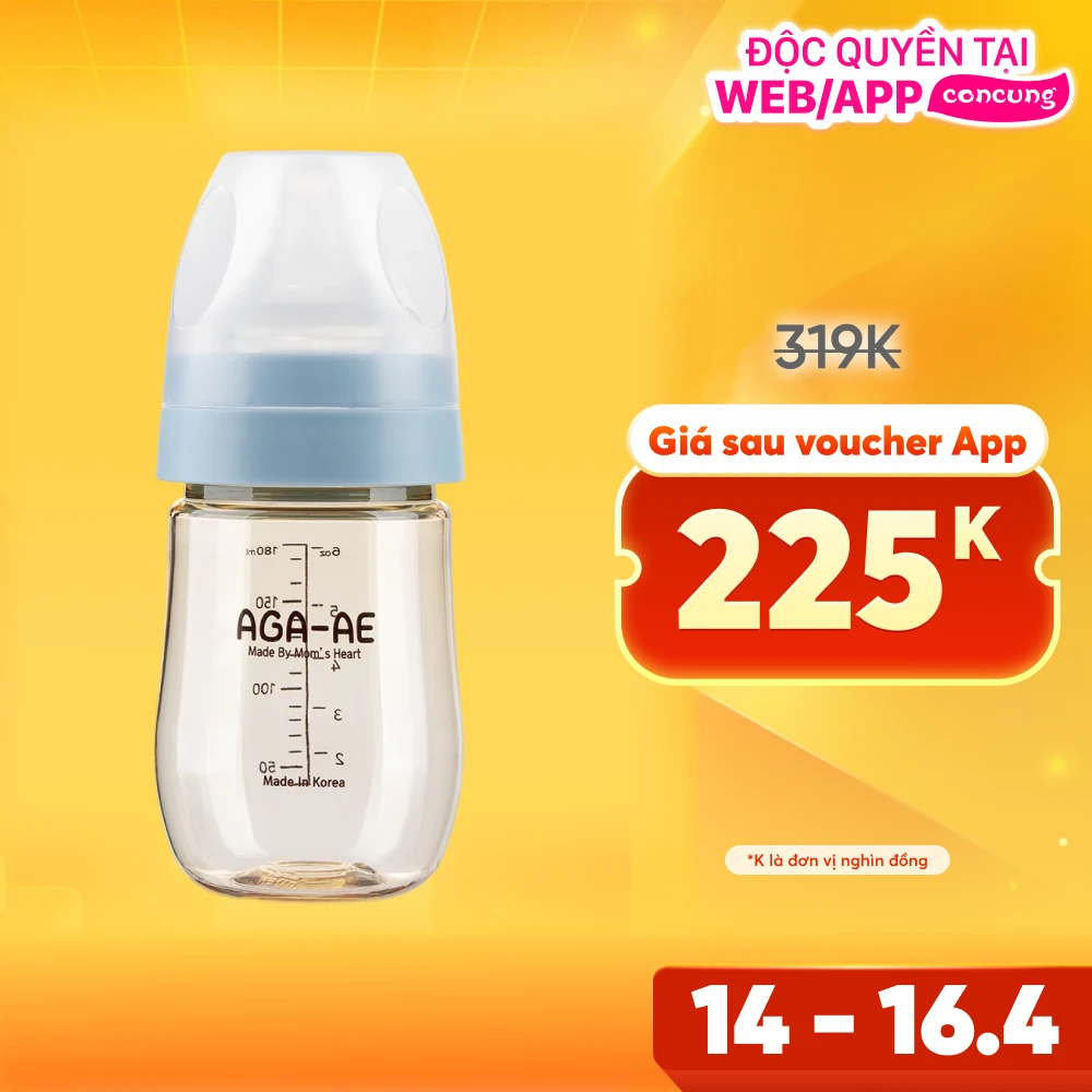 Bình sữa PPSU Aga-ae 180ml (xanh)