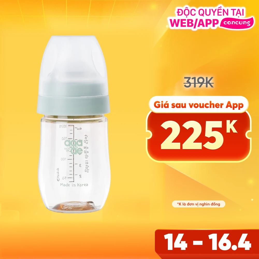 Bình sữa PPSU Aga-ae 180ml (Xanh)
