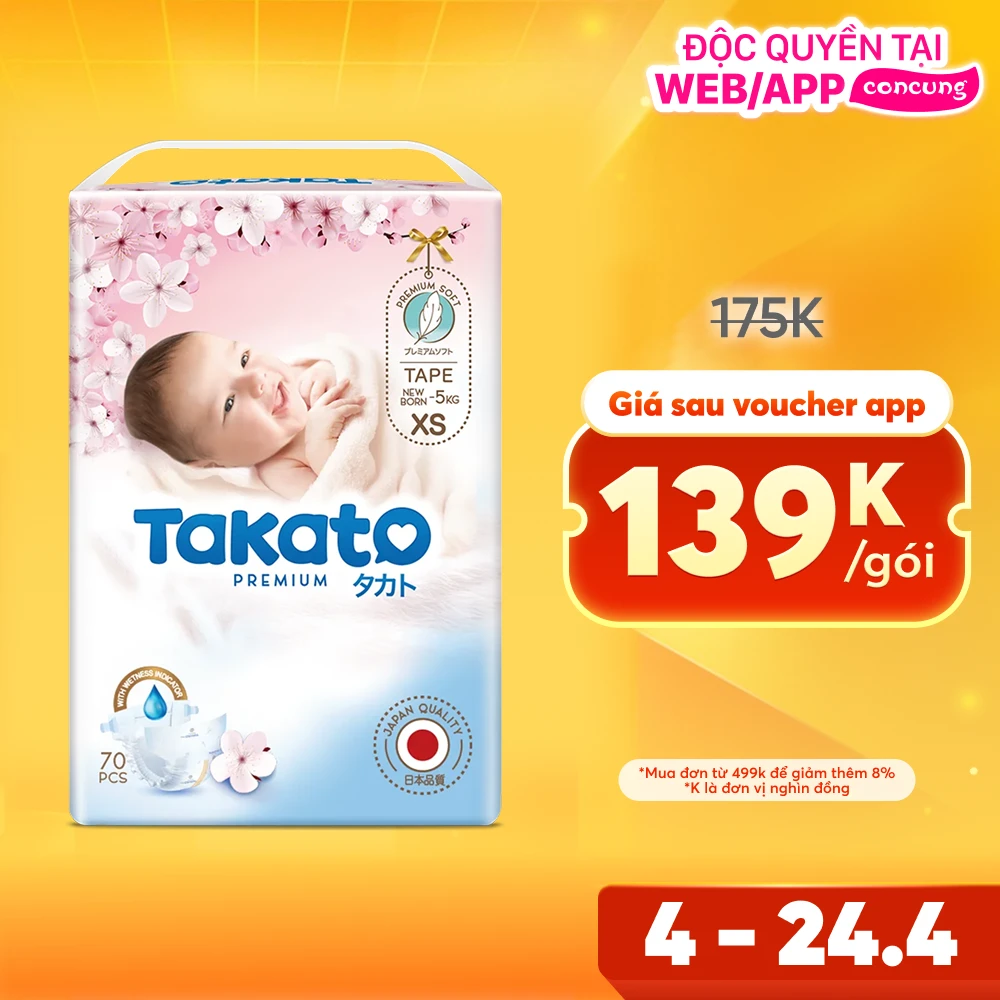 Tã dán Takato siêu mềm mại (NB, 70 miếng)