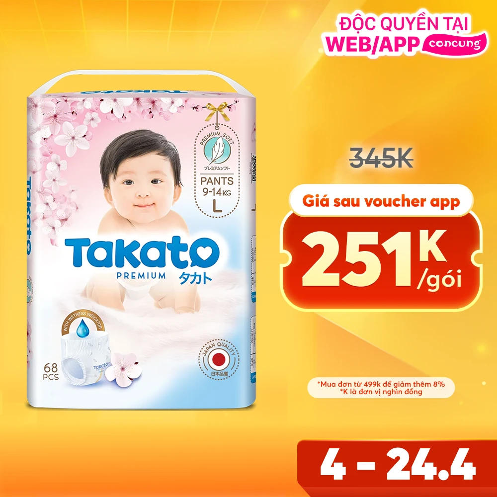 Tã quần Takato siêu mềm mại (L, 68 miếng)