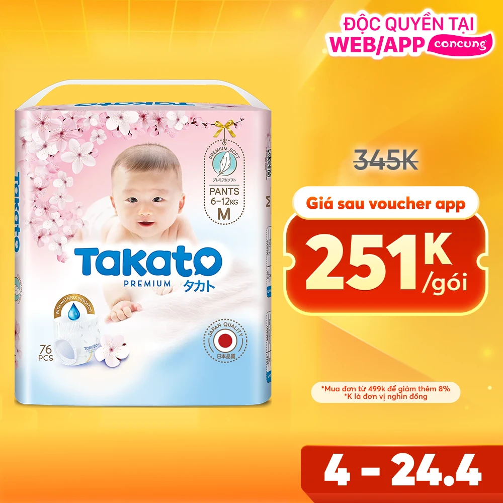Tã quần Takato siêu mềm mại (M, 76 miếng)