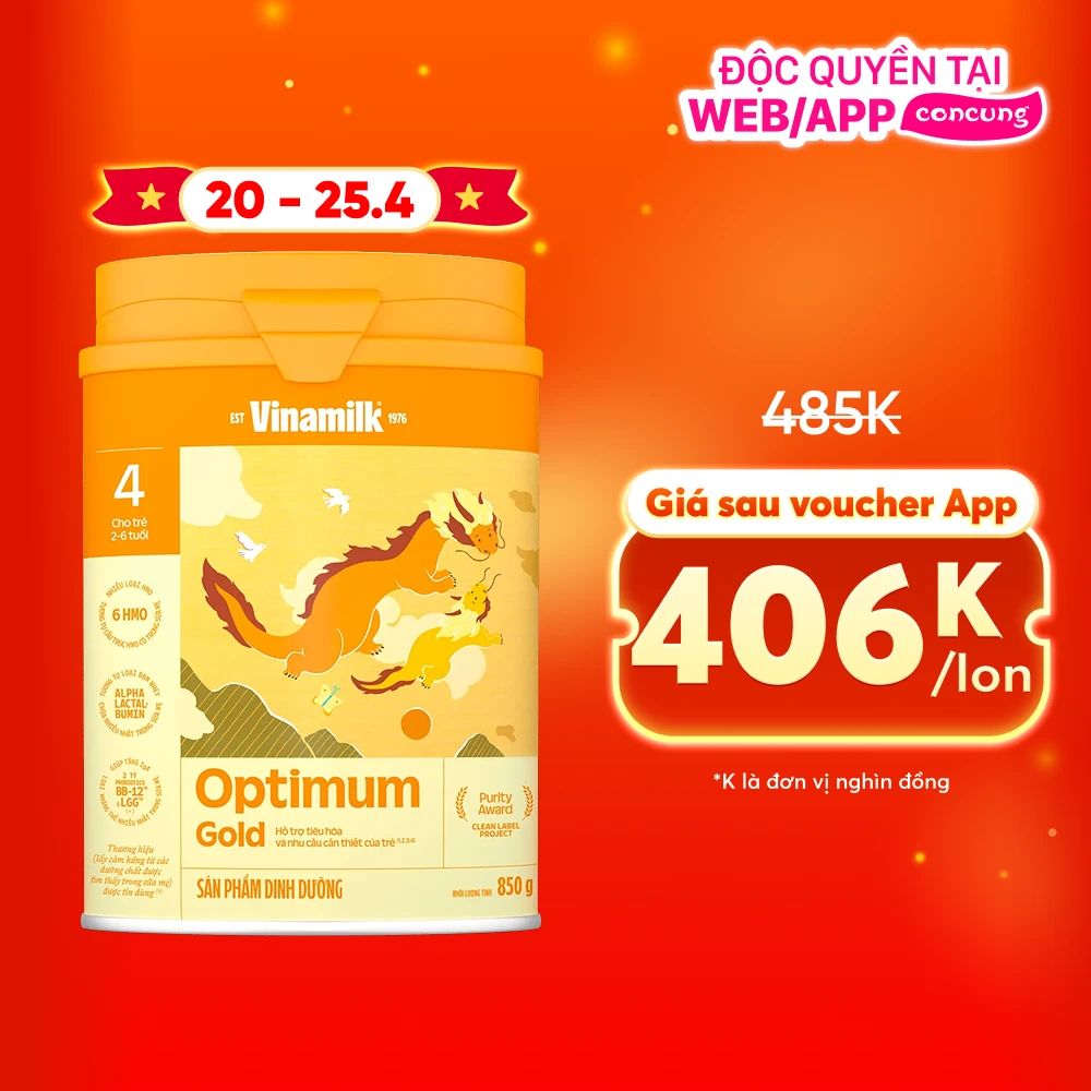Sữa Vinamilk Optimum Gold 4 850g (2-6 tuổi)