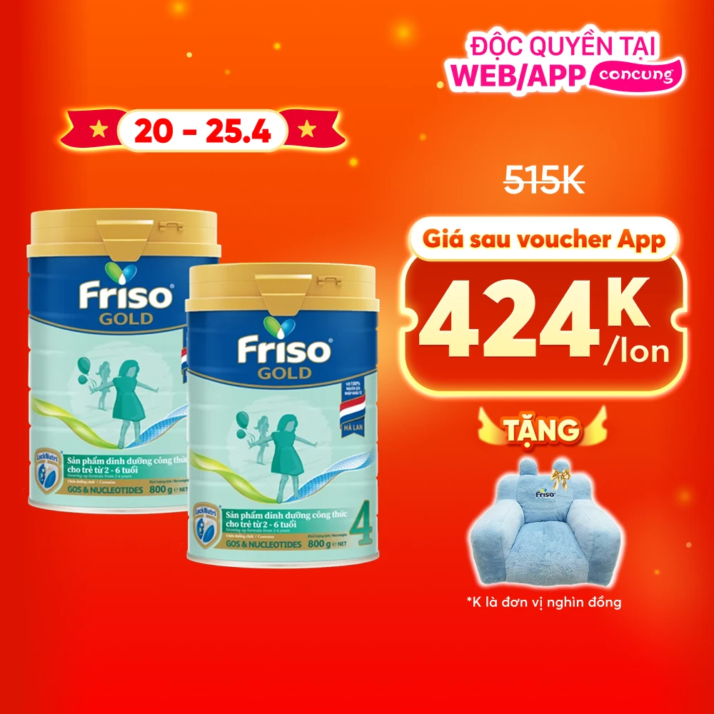 Combo 2 lon Friso Gold 4, 2 - 6 tuổi (800gr)