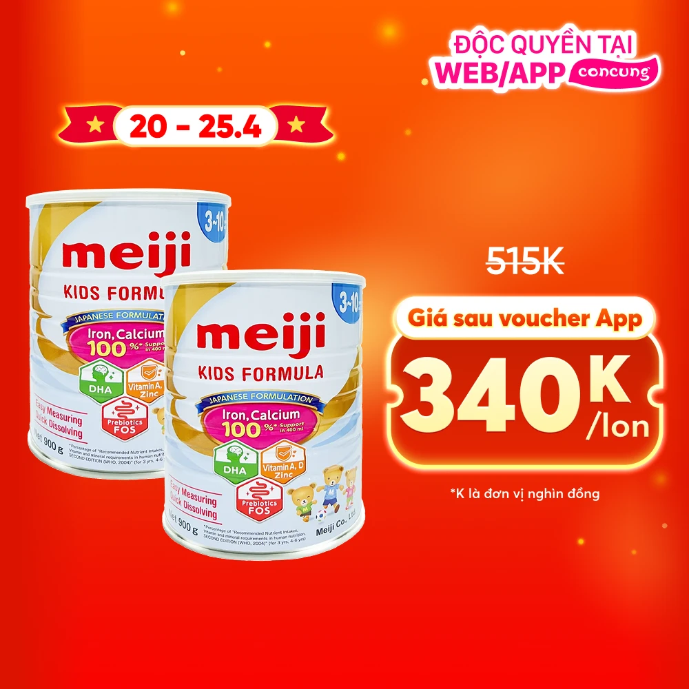 Combo 2 Thực phẩm bổ sung Meiji Kids Formula 900g (3-10 tuổi)