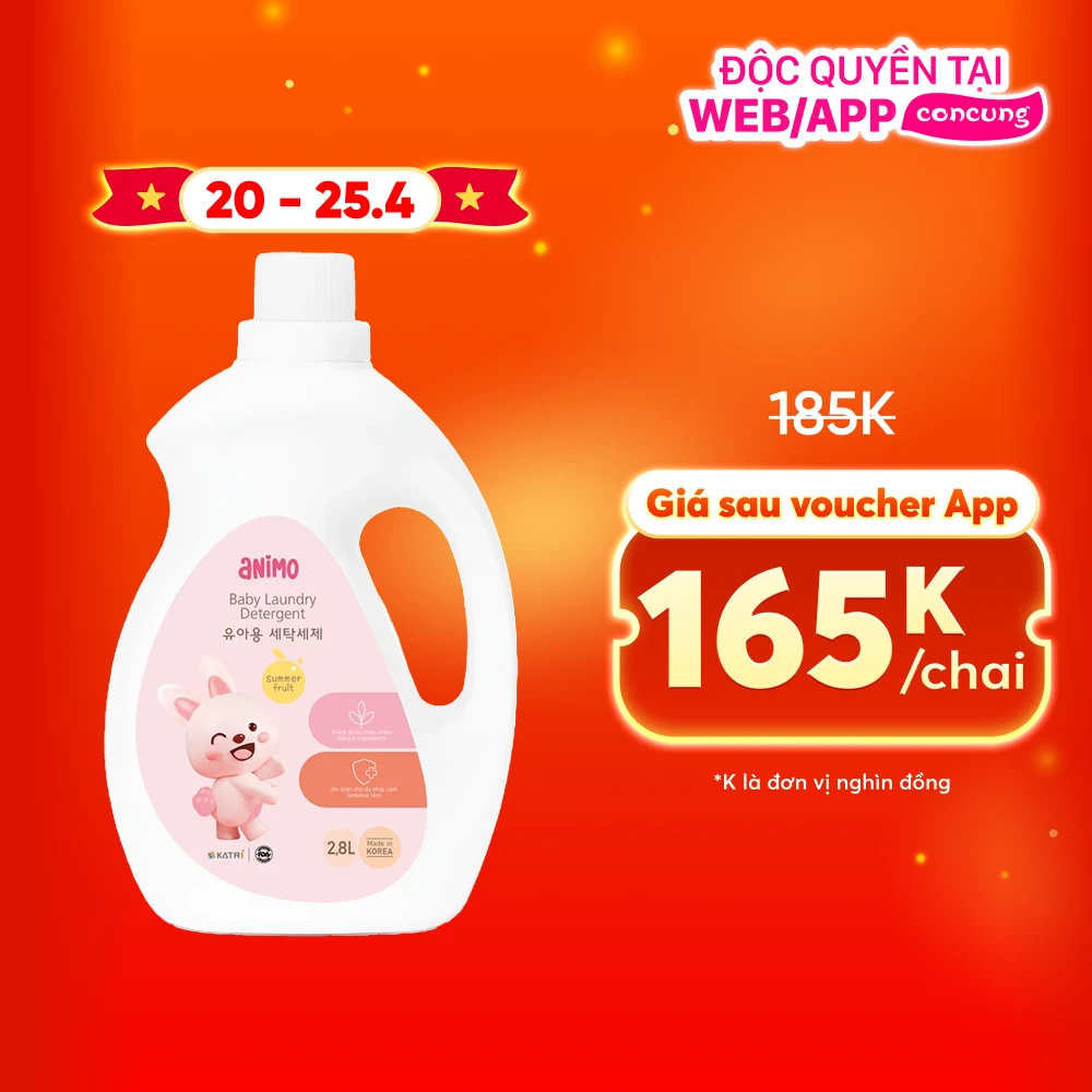 Nước giặt cho bé Animo hương trái cây mùa hè chai 2,8L
