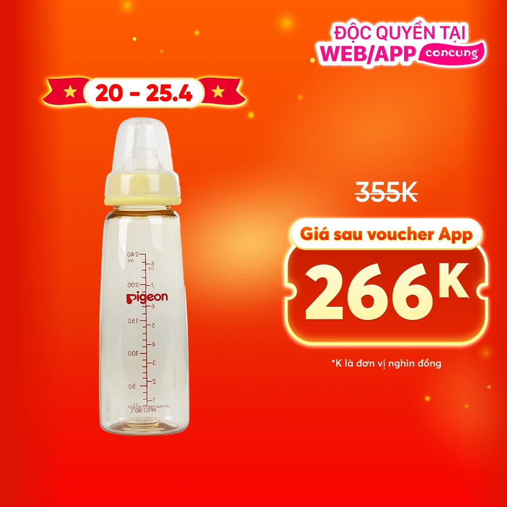Bình sữa Pigeon nhựa PPSU cổ hẹp 240ml