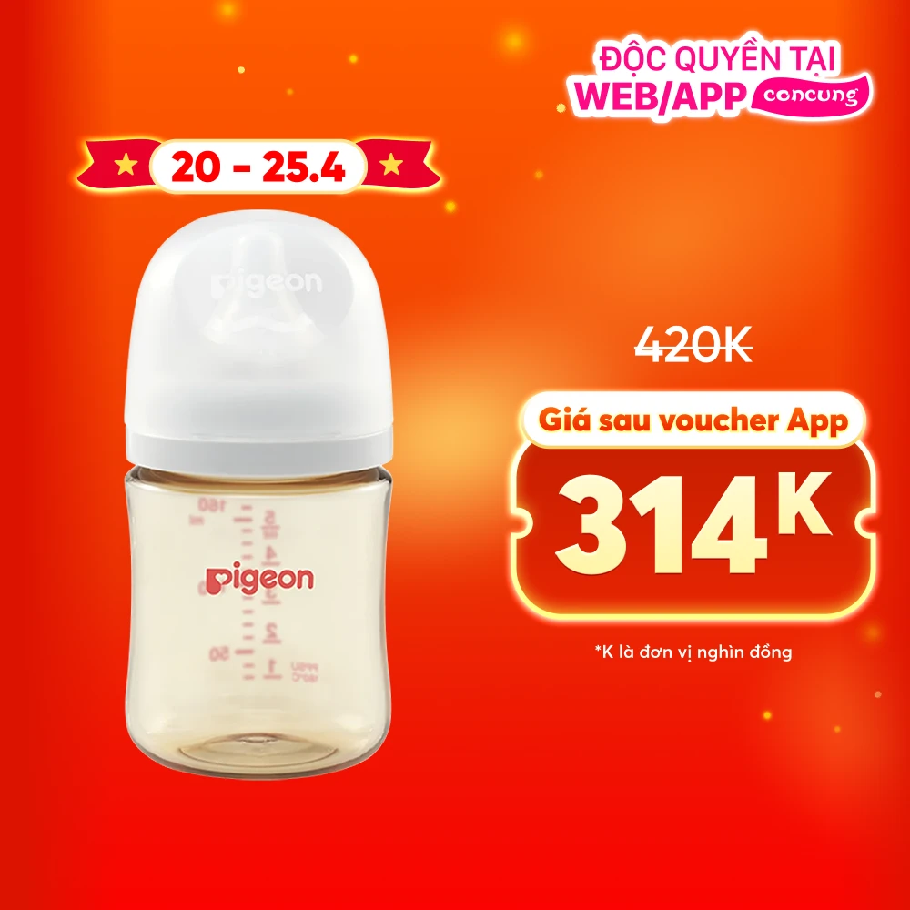 Bình Sữa Pigeon PPSU Softouch Baby-Friendly World 160ml (SS)