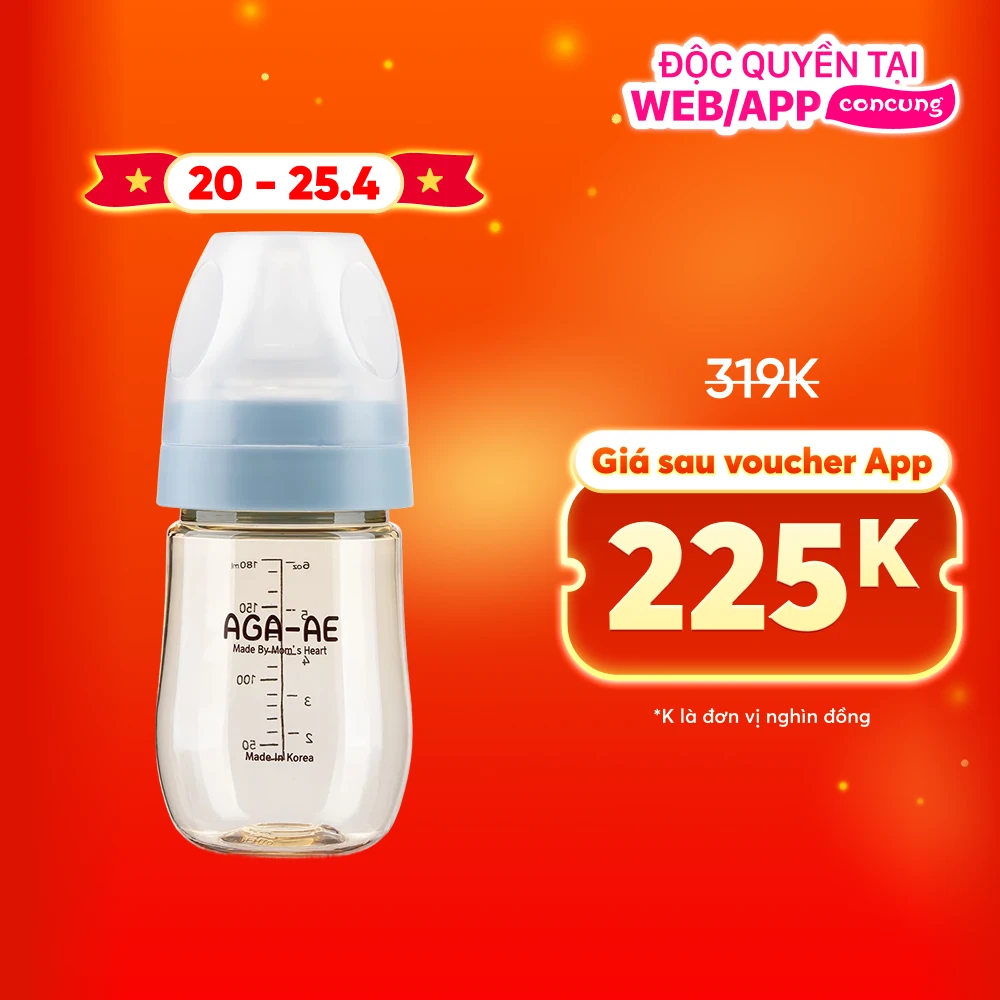 Bình sữa PPSU Aga-ae 180ml (xanh)