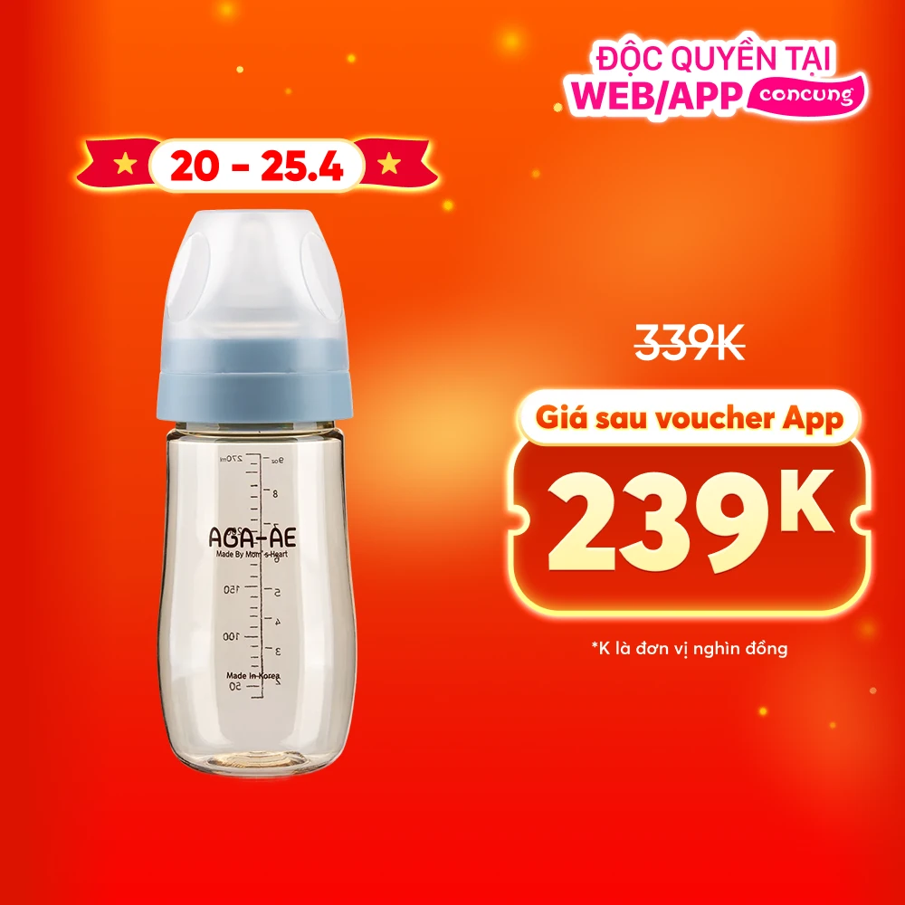 Bình sữa PPSU Aga-ae 270ml (xanh)