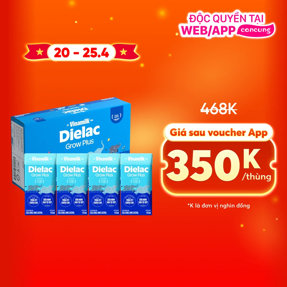Thùng Sữa uống dinh dưỡng Dielac Grow Plus 110ml (Sữa Non) - Lốc 4 hộp