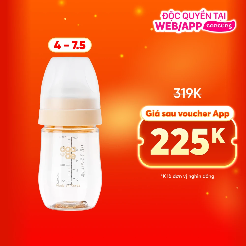Bình sữa PPSU Aga-ae 180ml (Vàng)