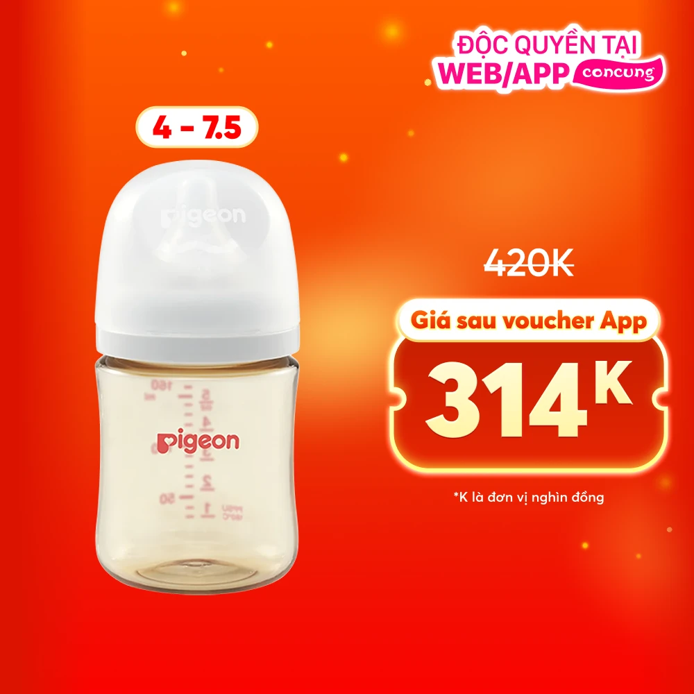 Bình Sữa Pigeon PPSU Softouch Baby-Friendly World 160ml (SS)