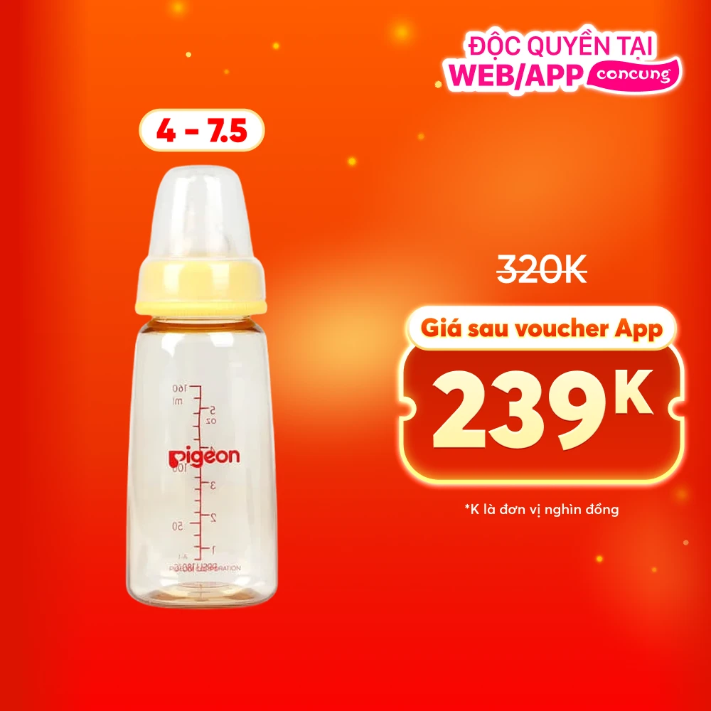 Bình sữa Pigeon nhựa PPSU cổ hẹp 160ml