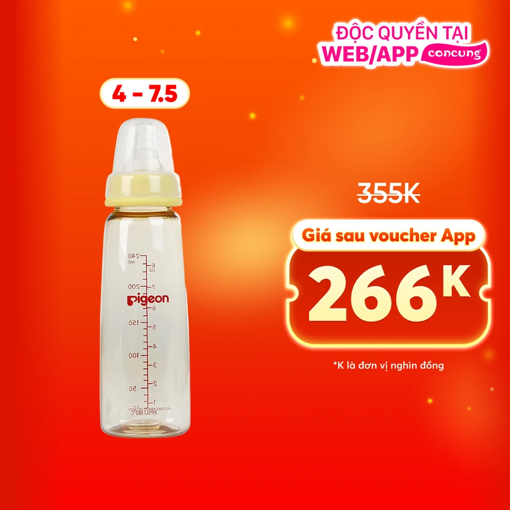 Bình sữa Pigeon nhựa PPSU cổ hẹp 240ml