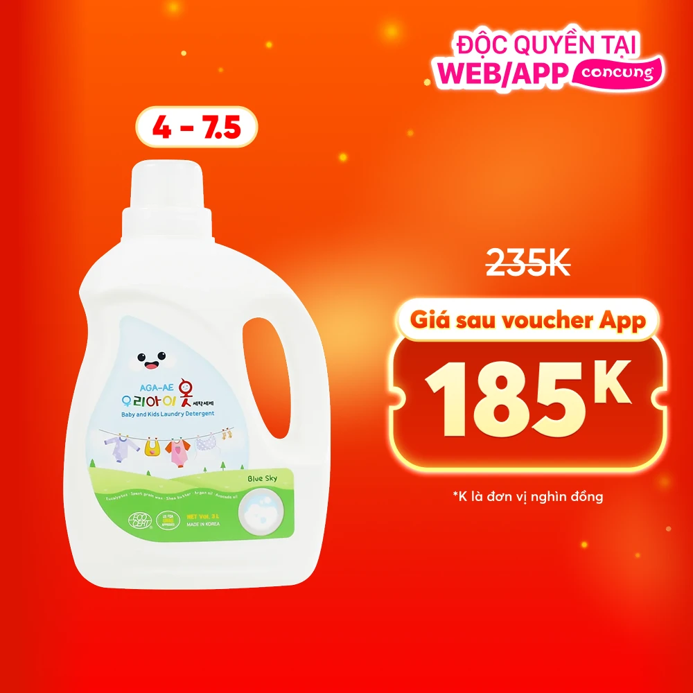 Nước giặt Hàn Quốc Aga-ae cho bé - Blue Sky 3L