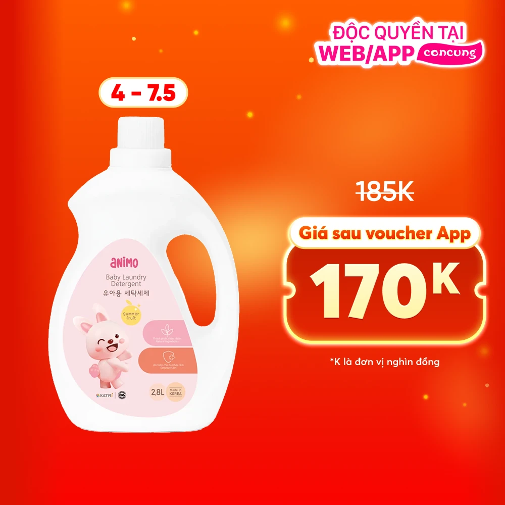 Nước giặt cho bé Animo hương trái cây mùa hè chai 2,8L