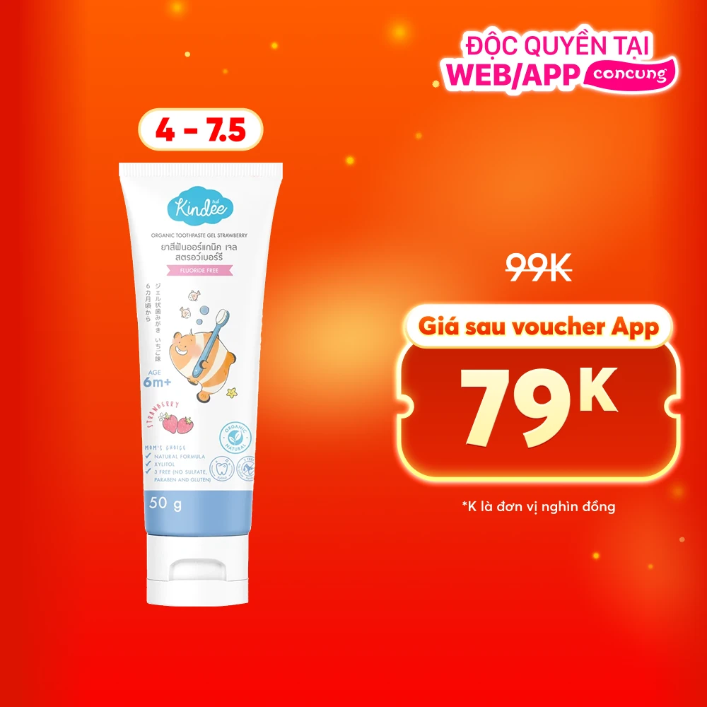 Gel đánh răng hữu cơ hương dâu Kindee (50g)