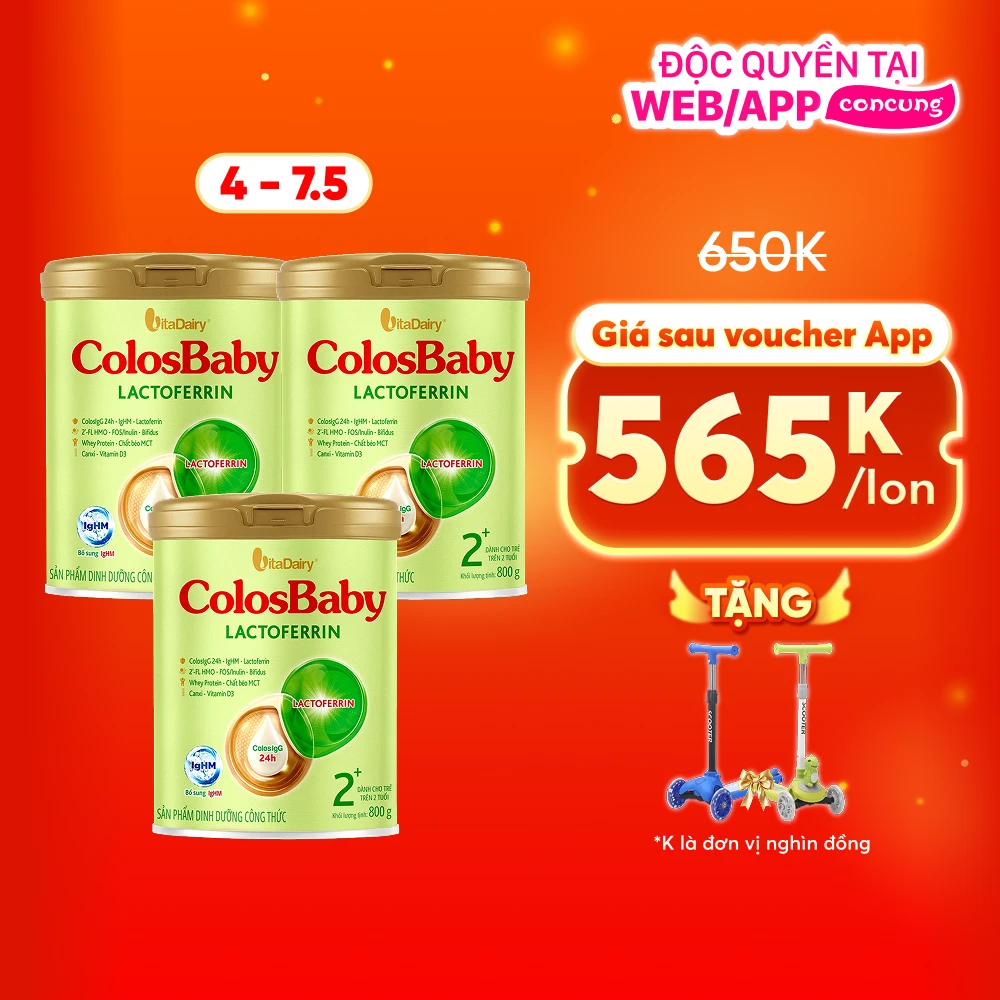 Combo 3 SPDD công thức ColosBaby Lactoferrin 2+ 800g