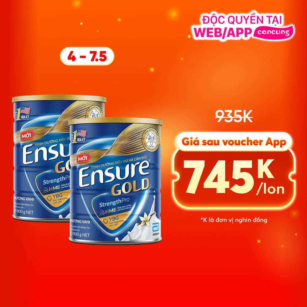 Thực phẩm dinh dưỡng y học Ensure Gold 800g (bao bì cũ 850g, giao bao bì ngẫu nhiên)