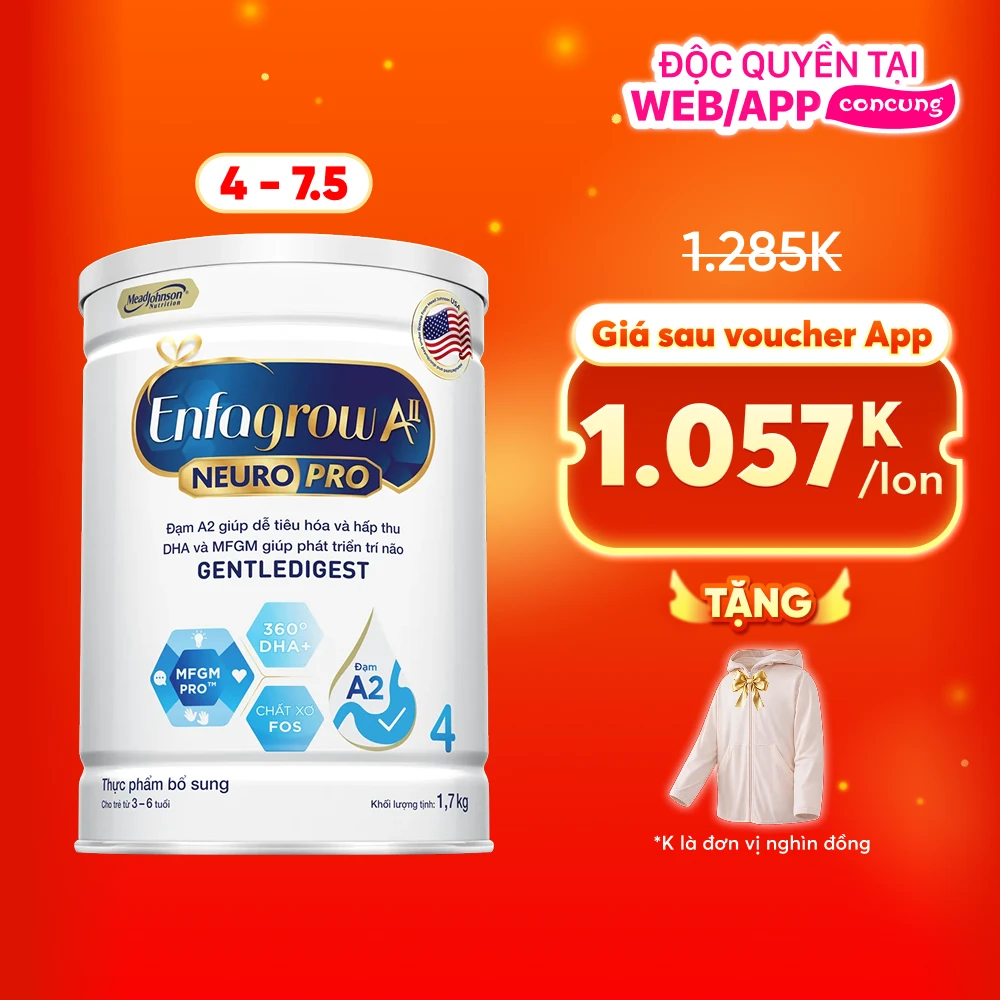 Sữa Enfagrow A2 Neuro Pro số 4 1.7 kg (3 - 6 tuổi)
