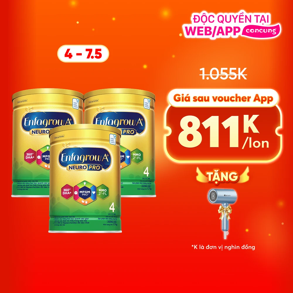 Combo 3 Sữa Enfagrow A+ số 4 1700g (2-6 tuổi) 2Flex