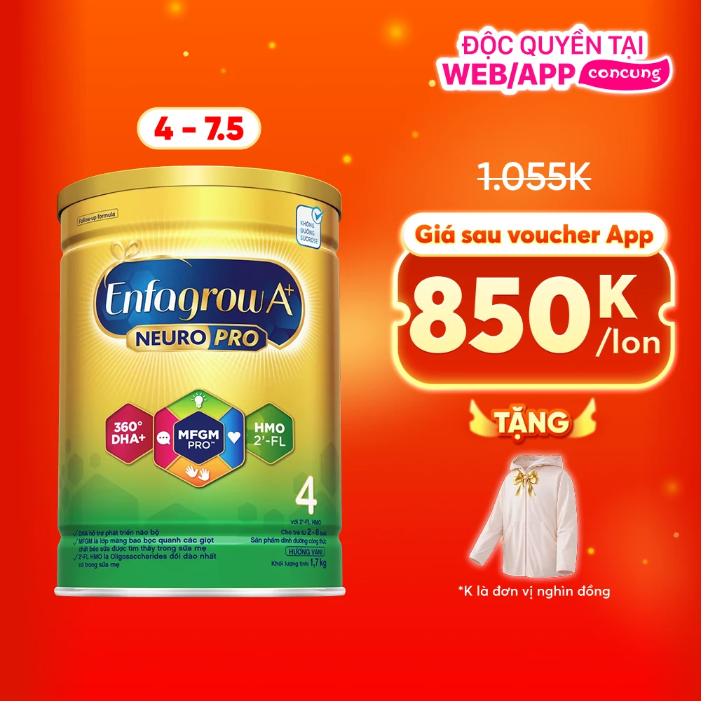 Sữa Enfagrow A+ số 4 1700g (2-6 tuổi) 2Flex