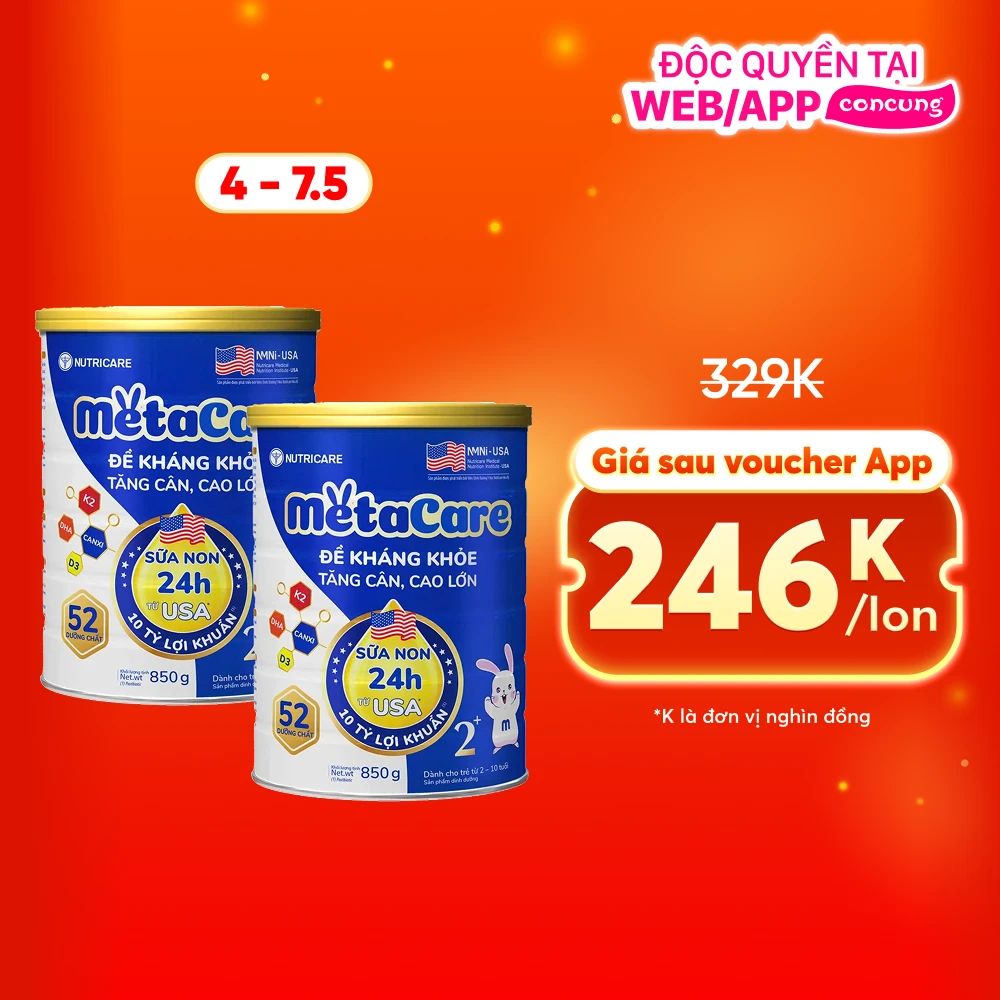 Combo 2 Sữa Metacare Eco 2+ 850g (2-10 tuổi)