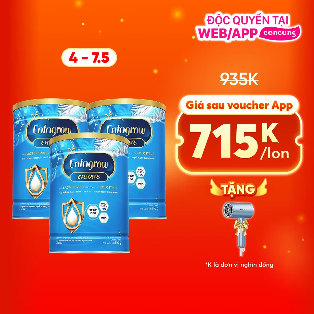 Combo 3 Sữa Enfagrow Enspire 3 850g (2-6 tuổi)