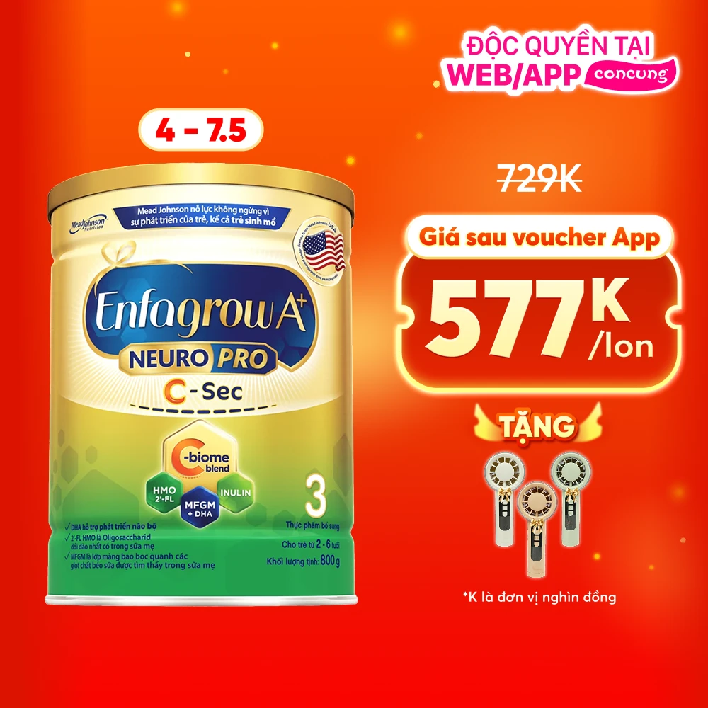 Sữa Enfagrow A+ NeuroPro 3 C-Sec 800g (2-6 tuổi)