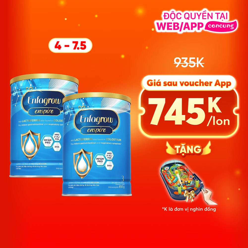 Combo 2 Sữa Enfagrow Enspire 3 850g (2-6 tuổi)