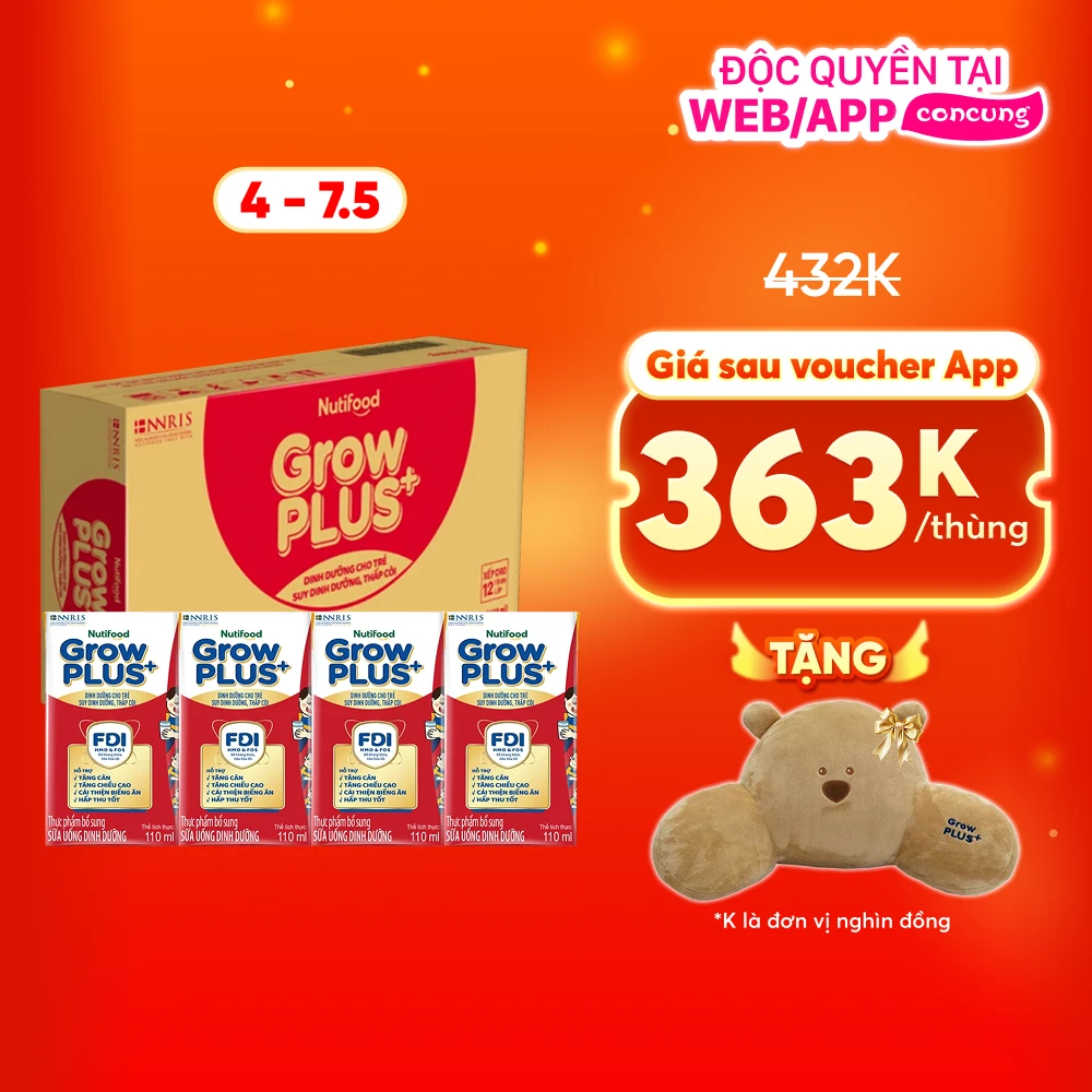 Sữa GrowPLUS+ Hộp 110ml (lốc 4 hộp)