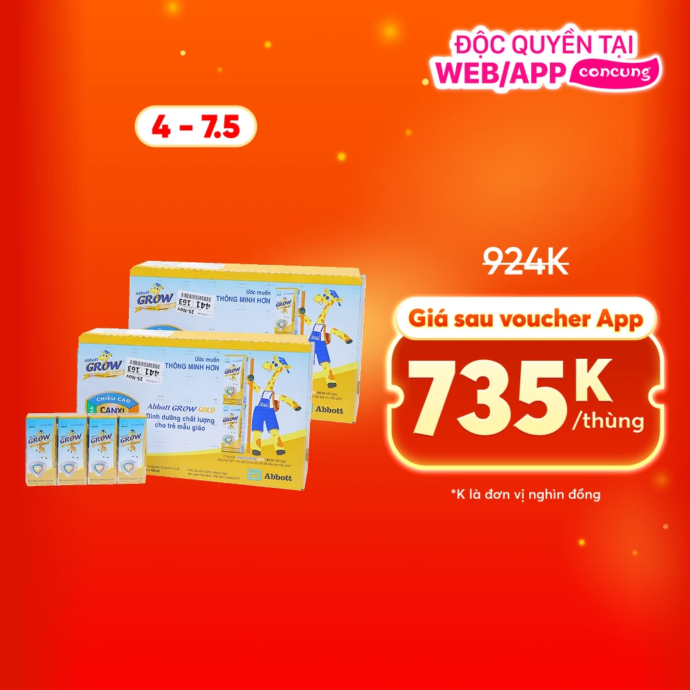 Sữa Abbott Grow Gold hương vani 180ML - Lốc 4 (Từ 1 tuổi)