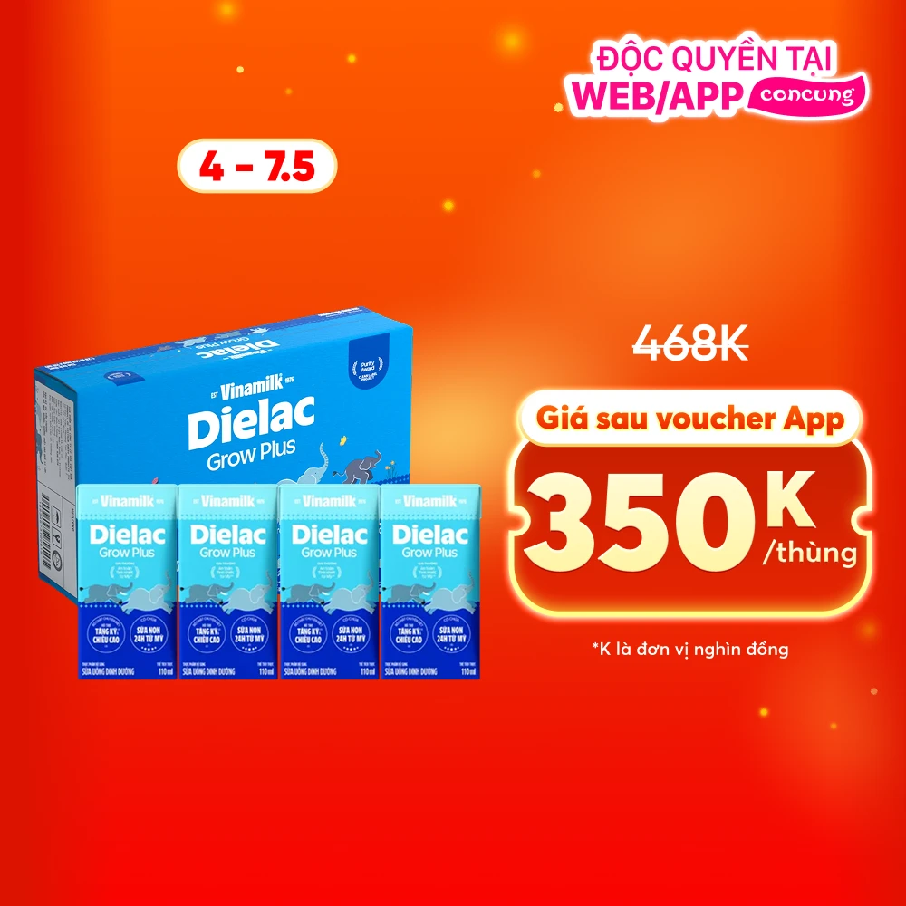 Sữa uống dinh dưỡng Dielac Grow Plus 110ml (Sữa Non) - Lốc 4 hộp (Giao bao bì ngẫu nhiên)