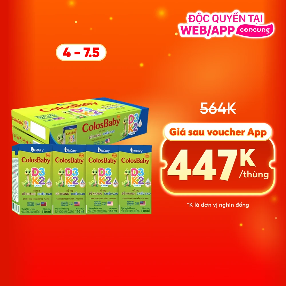 Combo 3 Sữa Uống Dinh Dưỡng Colosbaby Gold D3K2 110ml (lốc 4 hộp)