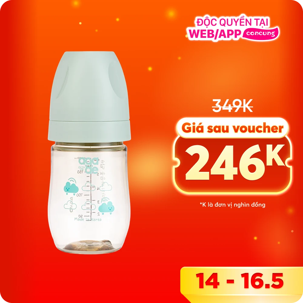 Bình sữa PPSU Aga-ae cao cấp 180ml (mây xanh)